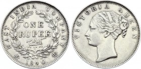 British India 1 Rupee 1840 
KM# 457; Silver; Victoria