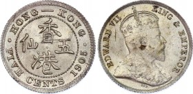 Hong Kong 5 Cents 1905 
KM# 12; Silver; Edward VII; AUNC
