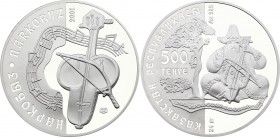 Kazakhstan 500 Tenge 2001 
KM# 66; Silver Proof; Musical Instruments Series; Narkobyz; With Certificate