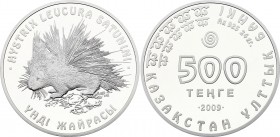 Kazakhstan 500 Tenge 2009 
KM# 142; Silver Proof; Porcupine; With Certificate