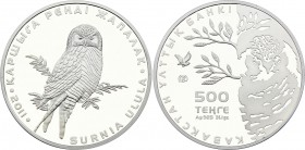 Kazakhstan 500 Tenge 2011 
KM# 205; Silver Proof; Hawk; With Certificate