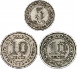 Malaya & British Borneo 10 - 5 - 10 Cents 1949 -1957
KM# 8 - 1 - 2; Georg VI - Elizabeth II; XF