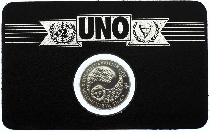Maldives 100 Rufiyaa 1984 
KM# 66; Silver; International Year of Disabled Perso...