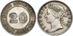 Straits Settlements 20 Cents 1896 
KM# 12; Silver; Victoria; aUNC-
