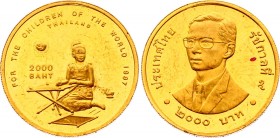Thailand 2000 Baht 1997 
Y# 380; Gold (.999) 6.18g; Proof; 50th Anniversary of UNICEF