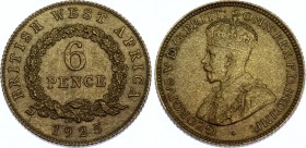 British West Africa 6 Pence 1925 
KM# 11b; Georg V; XF