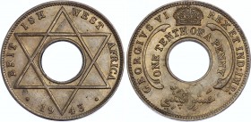 British West Africa 1/10 Penny 1943 
KM# 20; Georg VI; AUNC