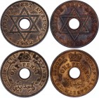 British West Africa 2 x 1 Penny 1952 -1956 H
KM# 30a - 33; Georg VI - Elizabeth II; AUNC