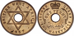 British West Africa 1 Penny 1957 H
KM# 33; Elizabeth II; UNC