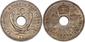 East Africa 10 Cents 1907 
KM# 2; Edward VII; XF-AUNC