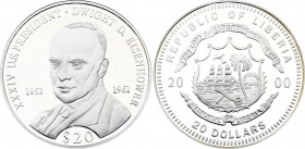 Liberia 20 Dollars 2000 
KM# 899; Silver Proof; President Eisenhower