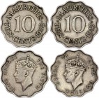 Mauritius 2 x 10 Cents 1947 -1952
KM# 24 - 30; Georg VI; XF