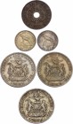 Rhodesia & Nyasaland Set of 6 Coins 1955 -1963
1 Penny - 2 x 6 Pence - 3 x 1/2 Crown; KM# 2 - 4 - 7; Elizabeth II; VF-AUNC