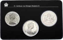 Saint Helena Set of 3 Coins 1978 
1 Crown 1978; With Silver; 25th Anniversary of Reign of Elizabeth II; With Original Package & Certificate
