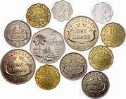 Seychelles Set of 12 Coins 1953 -1974
2 x 5 Cents - 4 x 10 Cents - 3 x 1/2 Rupee - 2 x 1 Rupee - 5 Rupee; Elizabeth II; AUNC-UNC