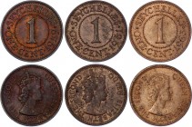 Seychelles 3 x 1 Cent 1959 -1963
KM# 14; Elizabeth II; AUNC