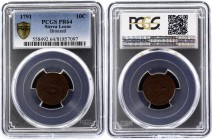 Sierra Leone 10 Cents 1791 PCGS PR64
KM# 3a; Copper