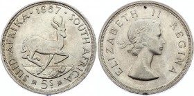 South Africa 5 Shillings 1957 
KM# 52; Silver; Springbok