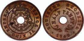 Southern Rhodesia 1/2 Penny 1942 
KM# 14a; George VI; AUNC