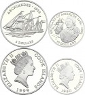 Cook Islands 5 & 10 Dollars 1990 & 1999
KM# 121 & 456; Silver Proof; Columbus and Ship; Sail Ship Archimedes