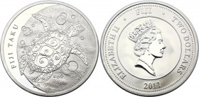 Fiji 2 Dollars 2011 
KM# 151; Silver Proof; "Taku Turtle" Silver Bullion