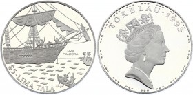 Tokelau 5 Tala 1993 
KM# 18; Silver Proof; HM Ship Pandora