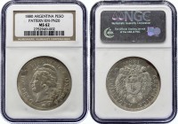 Argentina 1 Peso 1880 Pattern NGC MS62
KM# PN20; Silver