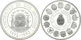 Argentina 1000 Australes 1991 
KM# 106; Silver Proof; Ibero - American Series