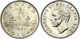 Canada 1 Dollar 1950 
KM# 46; 3 Water Lines; Silver; George VI
