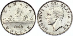 Canada 1 Dollar 1952 
KM# 46; No Water Lines; Silver; AUNC