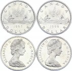 Canada 2 x 1 Dollar 1965 - 1966
KM# 64.1; Silver; Elizabeth II; AUNC-UNC