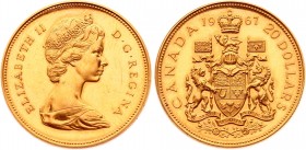 Canada 20 Dollars 1967 
KM# 71; Gold (.900) 18.12g 27.05mm; Proof; 100th Anniversary of Canada; Elizabeth II