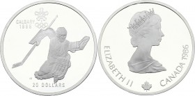 Canada 20 Dollars 1986 
KM# 148; Silver Proof; Hockey