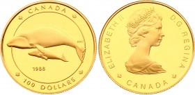 Canada 100 Dollars 1988 
KM# 162; Gold (.583) 13.33g 27mm; Bowhead Whale; Elizabeth II