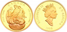 Canada 100 Dollars 1998 
KM# 307; Gold (.583) 13.33g 27mm; Proof; Discovery of Insulin; Elizabeth II