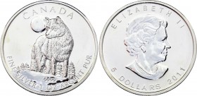 Canada 5 Dollars 2011 
KM# 1052; Silver; Timber Wolf; Elizabeth II