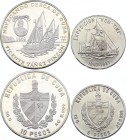 Cuba 5 & 10 Pesos 1987 - 1997
KM# 155 & 590; Silver Proof & Common; Kon - Tiki & Pinzon, Ocean Explorations