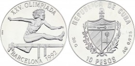 Cuba 10 Pesos 1990 
KM# 336.2; Silver Proof; 1992 Summer Olympics, Barcelona - Hurdling