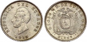 Ecuador 1/2 Decimo 1915 
KM# 55; Silver; UNC with Full Mint Luster