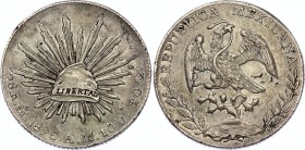 Mexico 8 Reales 1896 Mo AM 
KM# 377; Silver; XF