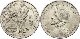 Panama 1 Balboa 1947 
KM# 13; Silver; UNC