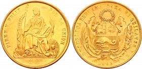 Peru 8 Escudos 1863 YB
KM# 183; Gold 26.82g; Transitional Coinage