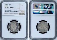 United States Quarter Dollar 1893 PROOF NGC PF 66 CAMEO
KM# A114; Silver Barber Quarter. Mintage 792 Only!