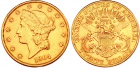 United States 20 Dollars 1904 S
KM# 74.3; Gold (.900) 33.43g 34mm; "Liberty Head - Double Eagle" with motto "TWENTY DOLLARS"