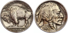 United States 5 Cents 1914 D Rare!
KM# 134; "Buffalo Nickel" flat ground"; Krauze XF - 295$; XF+