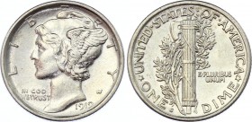 United States 1 Dime 1919 S
KM# 140; Silver; "Mercury Dime"