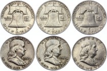 United States 3 x Half Dollar 1957 - 1962 D
KM# 199; Silver; "Franklin Half Dollar"