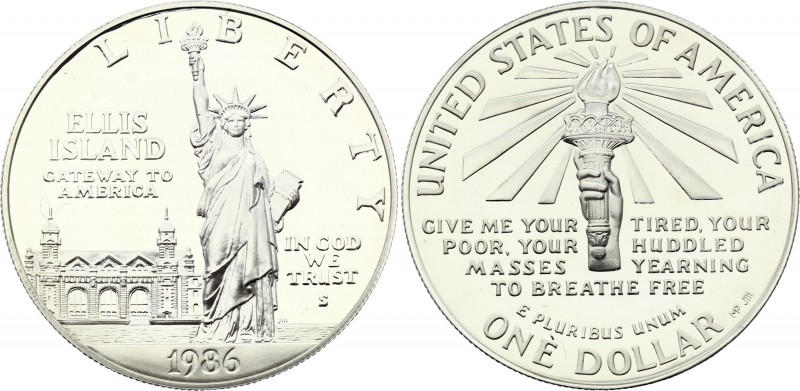 United States 1 Dollar 1986 S
KM# 214; Silver Proof; Statue of Liberty on Ellis...