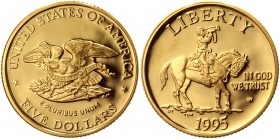 United States 5 Dollars 1995 W
KM# 256; Gold (900) 8,36g.; Civil War; Proof