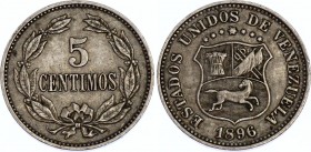 Venezuela 5 Santimos 1896 Rare
Y# 27; XF